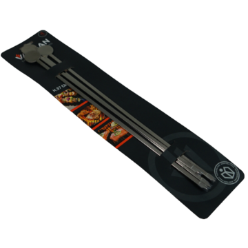 Ensemble de 4 brochettes pour barbecue en acier inoxydable, longueur 375 mm