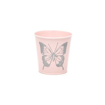 Pot rose avec motif papillon