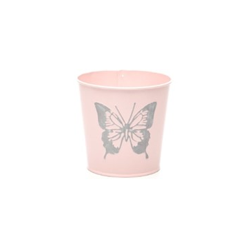 Pot rose avec motif papillon