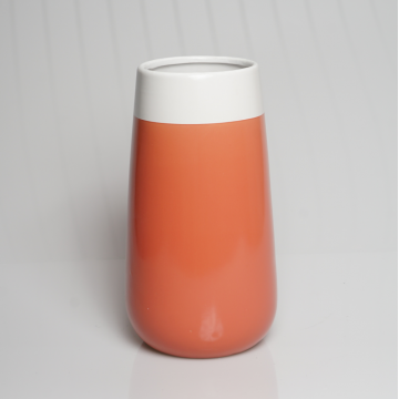 Vase ceramique bi-colore orange