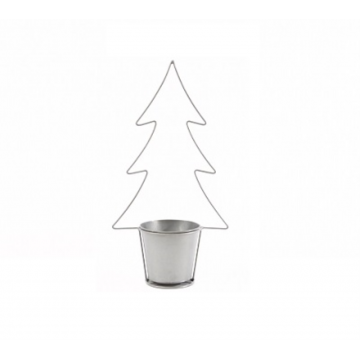 Cache-pot / Arbre de Noël avec pot / Zinc argent