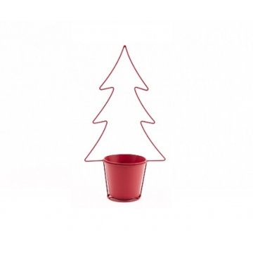 Cache-pot / Arbre de Noël avec pot / Zinc rouge
