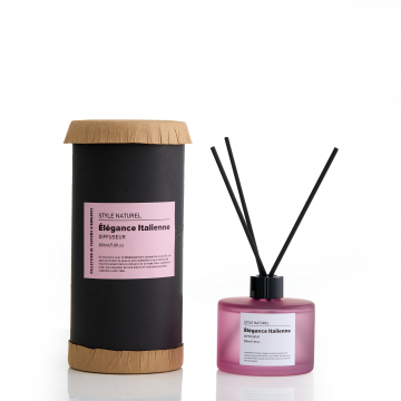 Diffuseur 200ml, flacon en verre fumé, 7 bâtonnets de roseau, dans une boîte faite main - Élégance I