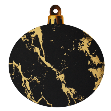 Boule de Noël noire et dorée, diamètre 19cm, épaisseur 5mm