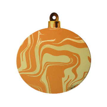 Boule de Noël orange et jaune, diamètre 19cm, épaisseur 5mm