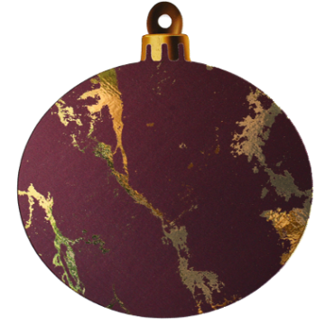 Boule de Noël bordeau et dorée, diamètre 32cm, épaisseur 5mm