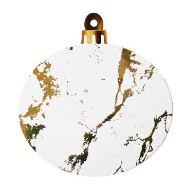 Boule de Noël blanche et dorée, diamètre 32cm, épaisseur 5mm