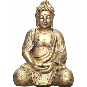 Bouddha en fibre assis doré 30x24x41 cm