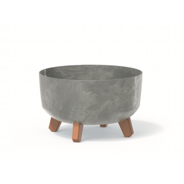 Pot rond en plastique sur pieds ´GRACIA´, effet béton, D30 x H18, gris