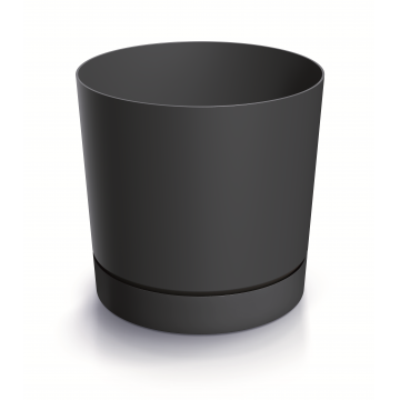 Pot en plastique ´TUBO P´ avec soucoupe intégrée, D15 x H15, anthracite