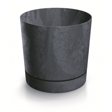 Pot en plastique ´TUBO P BETON´ avec soucoupe intégrée, effet béton, D11 x H11, anthracite