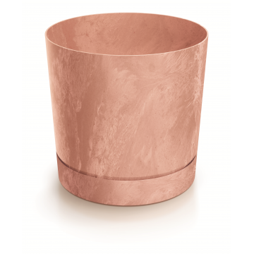 Pot en plastique ´TUBO P BETON´ avec soucoupe intégrée, effet béton, D13 x H13, terracotta