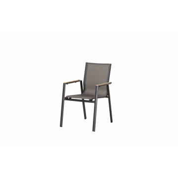Chaise anthracite avec accoudoirs en teck 58x67x88 cm