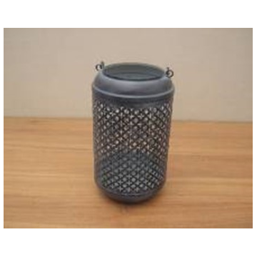 lanterne en métal bleu vintage avec poignée en métal