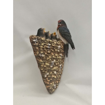 Nid d´hirondelles en polyrésine, 12x9x22cm