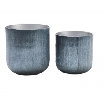 cachepot métal indira bleu argent, 14 X H 15