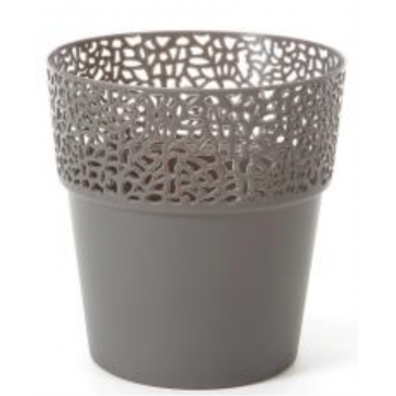 Cache-pot LUCIE en plastique, anthracite, D13 x H13,5