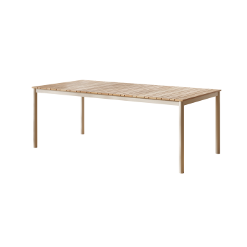 Table MOOD NOVA en teck, armature alu beige, 204 x 100 x H72