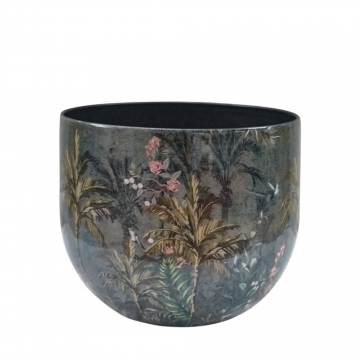 Pot en métal, motif jungle, D23 x H21