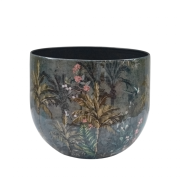 Pot en métal, motif jungle, D20 x H16