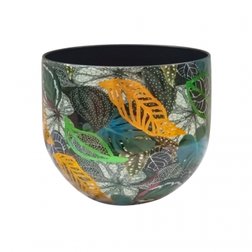 Pot en métal, motif tropical, D27 x H24