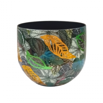 Pot en métal, motif tropical, D23 x H21