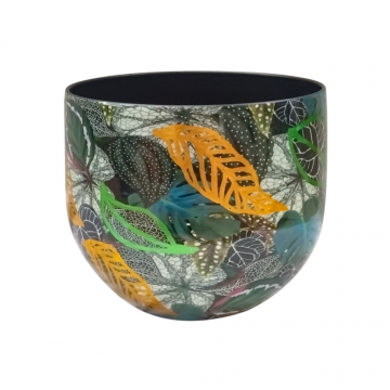 Pot en métal, motif tropical, D20 x H16