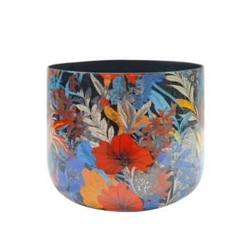 Pot en métal, motif bunga, D17 x H16