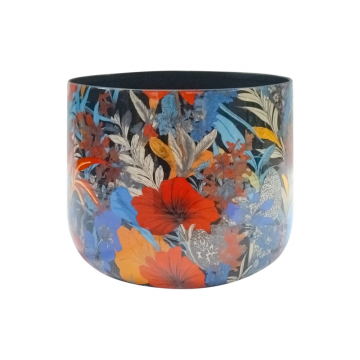 Pot en métal, motif bunga, D14 x H13