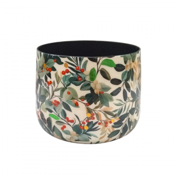 Pot en métal, motif holly, D17 x H16