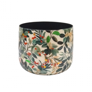 Pot en métal, motif holly, D11 x H11