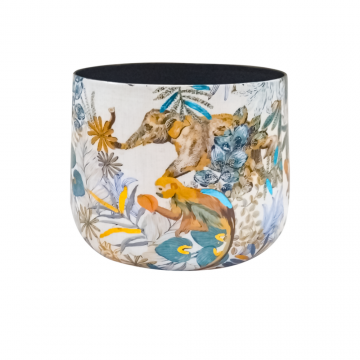 Pot en métal, motif singes, D17 x H16