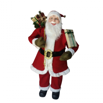 Père Noël rouge et blanc avec cadeau, hauteur 120cm