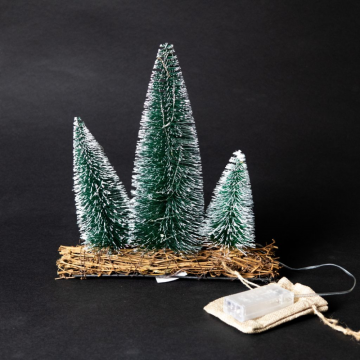 Assortiment 3 sapins lumineux 26x6x30cm, 20 LED