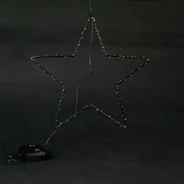 Etoile métallique noire lumineuse, D25cm, 80 LED avec timer