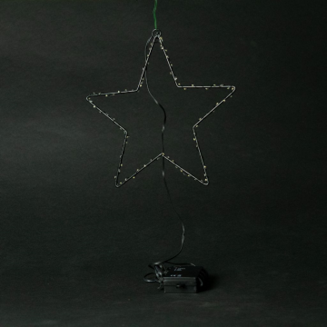Etoile métallique noire lumineuse, D35cm, 120 LED avec timer