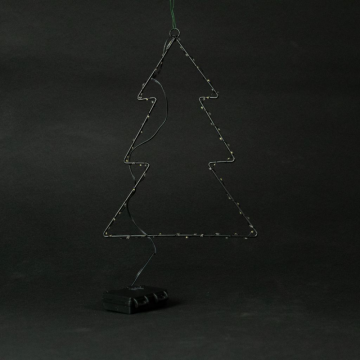 Sapin métallique noir lumieux, 23x30cm, 80 LED avec timer