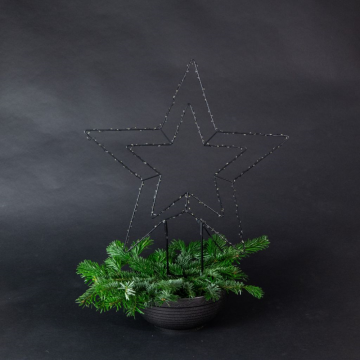 Etoile métallique lumineuse avec support, 50x50x65cm, 240 LED avec timer