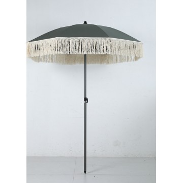 Parasol vert avec franges, D180