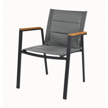 Chaise MOOD anthracite avec accoudoirs en teak