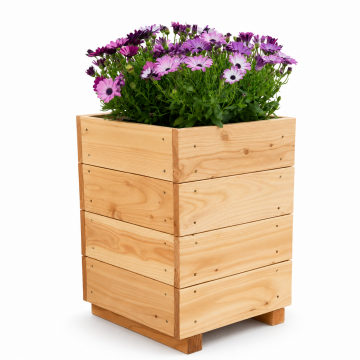 Bac City mélèze huilé 36x36xH.52.5 FSC 100% / 4 lames de 12cm
