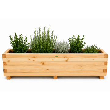 Bac Carré mélèze huilé 120x40xH31.5 FSC 100% / 6 madriers 4.5x4.5cm