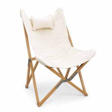 Chaise Lodge, chaise papillonacée pliable en bois