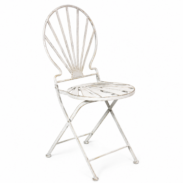 Chaise de jardin pliante en métal blanche, 40x40x88cm