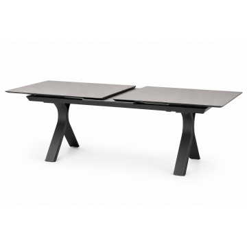 Table en pierre frittée avec rallonge, pieds aluminium thermolaqués, anthracite, 180/240x100x76 cm