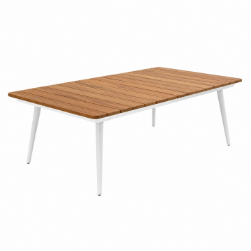 Table basse RIO en teck, armature alu beige, 120 x 60 x H35