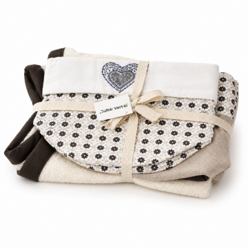 1 pièce de sac + 1 pièce de pilou rond + 1 pièce de corbeille ronde à pain 100% coton