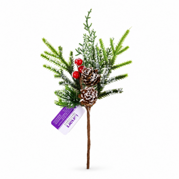 Branche de sapin artificiel avec pives, L23cm