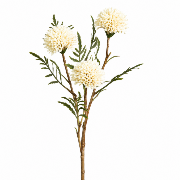 Branche de tagète artificiel blanche, 49cm