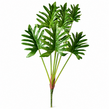 Branche avec 7 feuilles artificielles vertes de philodendron selloum